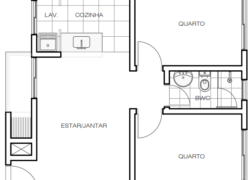 2 quartos, 1 banheiro e 1 sacada