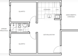 2 quartos, 1 banheiro, 1 jardim privativo e 1 varanda