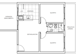 2 quartos, 1 banheiro, 1 varanda descoberta e 1 jardim privativo