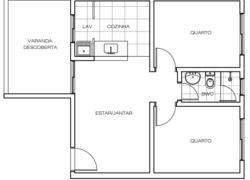 2 quartos, 1 banheiro e 1 varanda descoberta
