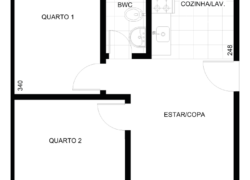 2 quartos e 1 banheiro