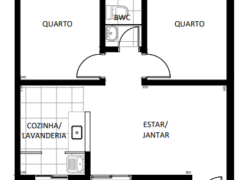 2 quartos, 1 banheiro e 1 varanda