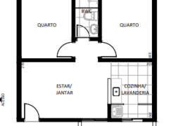 2 quartos, 1 banheiro, 1 jardim privativo e 1 varanda