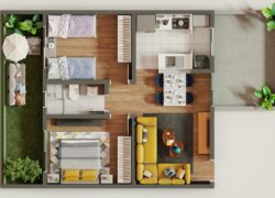 2 quartos, 1 banheiro,1 garden e 1 varada (Tipologia Térreo)