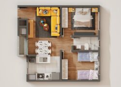 2 quartos, 1 banheiro e 1 jardim privativo (Tipologia Superiores)
